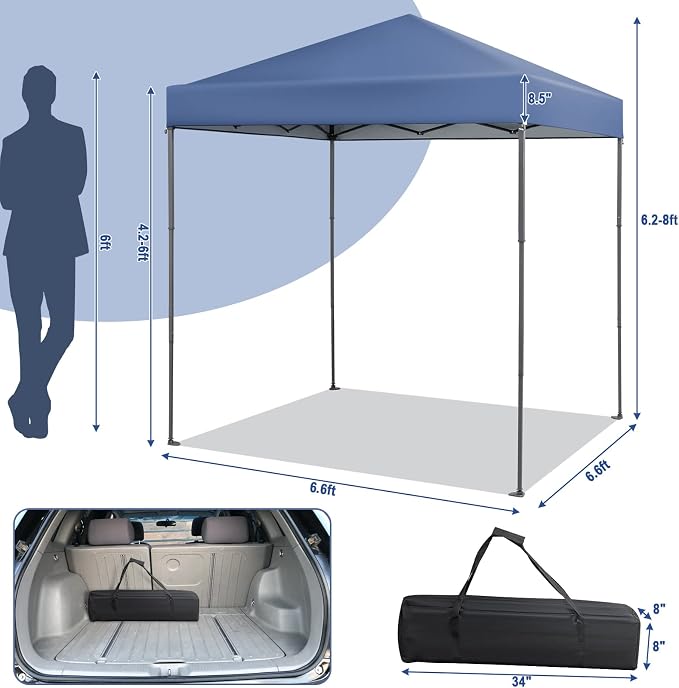 Tangkula 6.6x6.6 Ft Pop Up Canopy, 1 Person Instant Setup Canopy Tent - Image 4