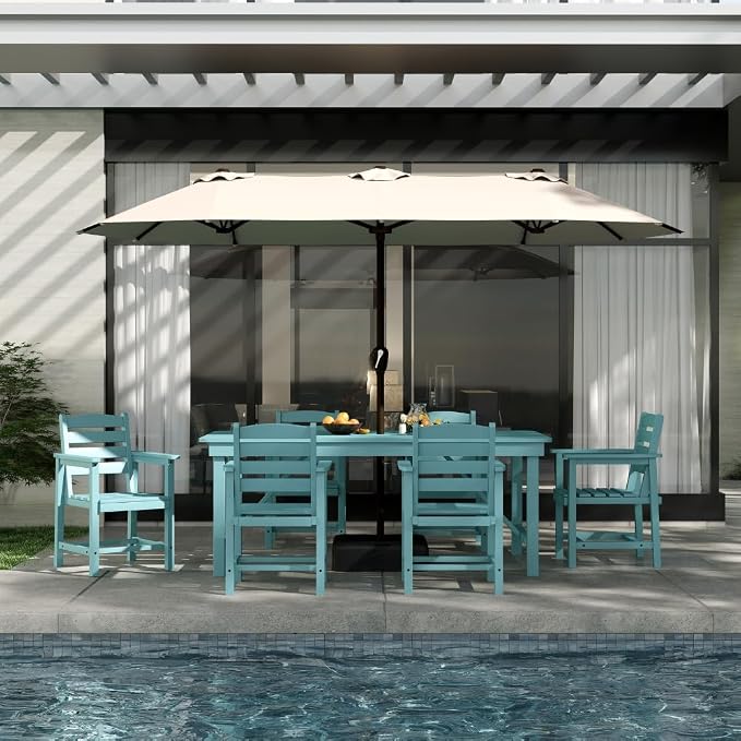Outdoor HDPE Dining Set 7 Pieces, Patio Table - Image 2