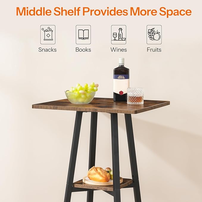 HOOBRO Bar Table, 2-Tier High Top Pub Table, Counter Height Table - Image 5