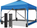 10x10 FT Pop Up Canopy with 4 Clear PVC Sidewalls, Instant 1-Button Push Canopy by Oneofics