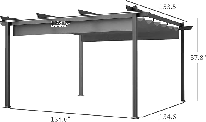 Outsunny 13' x 13' Retractable Pergola Canopy - Image 7