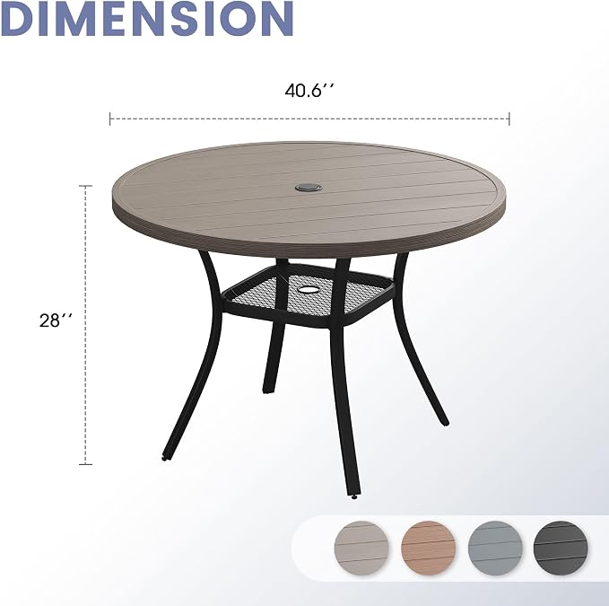 VICLLAX 40.6" Round Patio Table, Outdoor Dining Table - Image 3