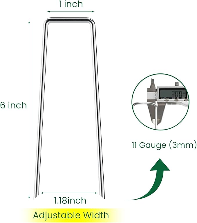 6 Inches Galvanized Garden Staples, Metal Tent StakeHeavy Duty U-Shaped Pins - Image 2