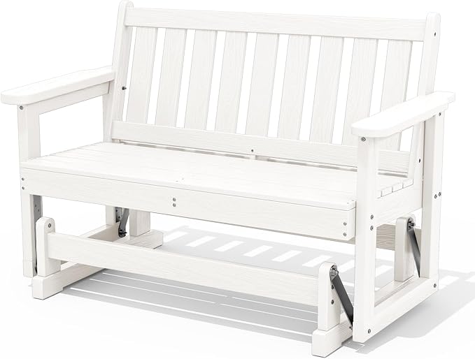 SERWALL 2 Person Patio Glider Rocking Chair, HDPE Material Weather-Resistant by SERWALL