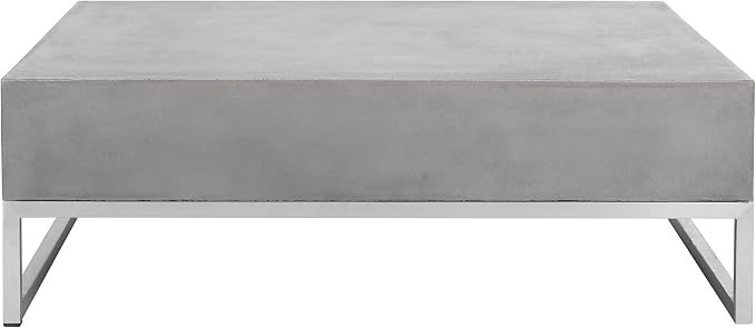 SAFAVIEH Outdoor Collection Eartha Modern Dark Grey Concrete Coffee Table - Image 5