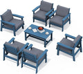 SERWALL HDPE Outdoor Furniture Set, 7 Piece All Weather Wood-Like Outdoor Sofa by SERWALL