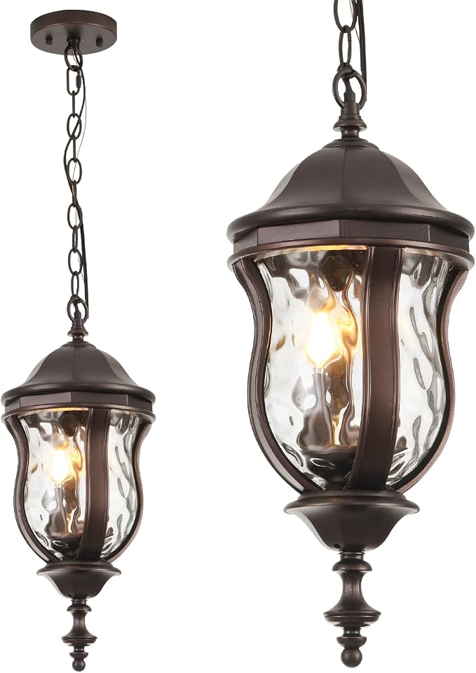 Large Outdoor Pendant Light Fixtures, 19.1'' Exterior Hanging Lantern Porch by SmeikeLighting