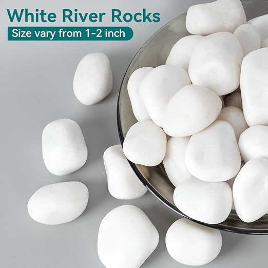 5 lbs White Rocks for Landscaping, 1-2 inch Decorative Rocks for Plants Indoor - Image 2