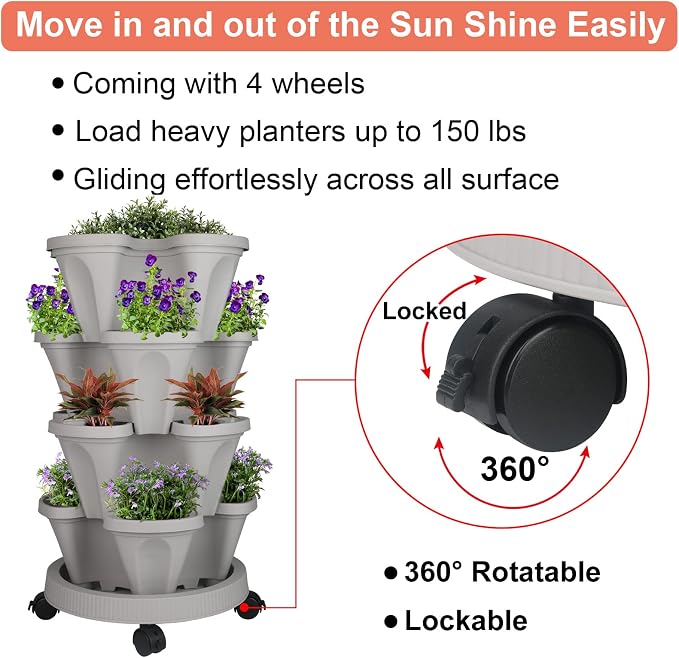 Vertical Planter 4 Tier Stackable Planters Garden Planters Strawberry Herb - Image 6