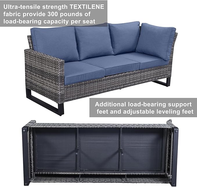 Belord Outdoor Sectional Sofa 6 Seater L Shaped Couch Wicker Patio Conversation - Image 4