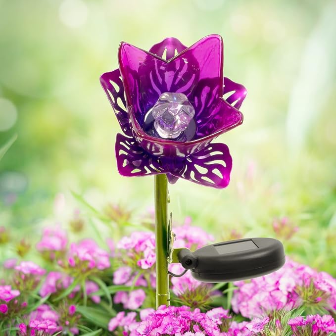 Crosslight Glass Flower Solar LED Waterproof Outdoor Garden Stake - Image 5