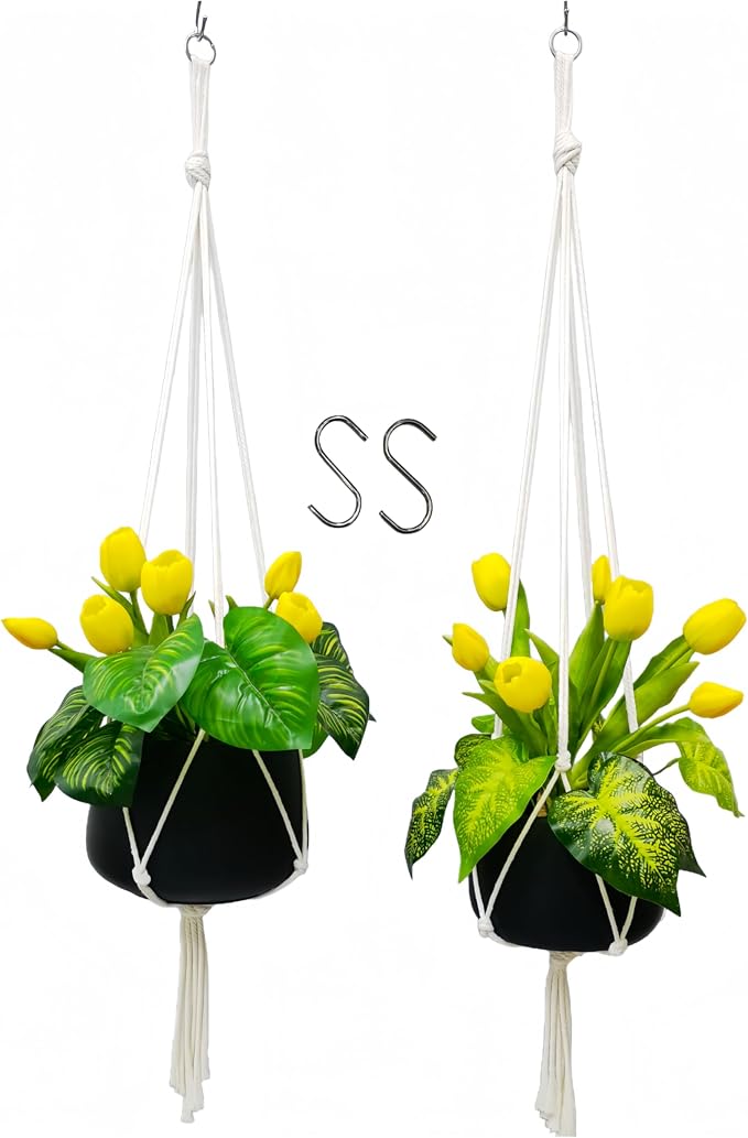 Macrame Plant Hanger 2 Pcs Hanging Planters by MBYRHYMORECHOICES