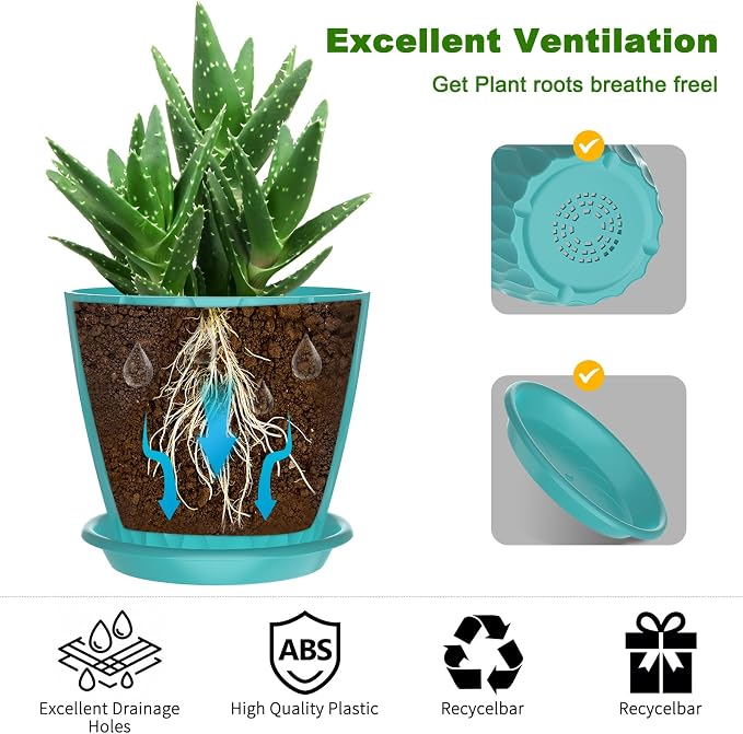 6 Pack 6 Inch Indoor Plant Pots - Image 4