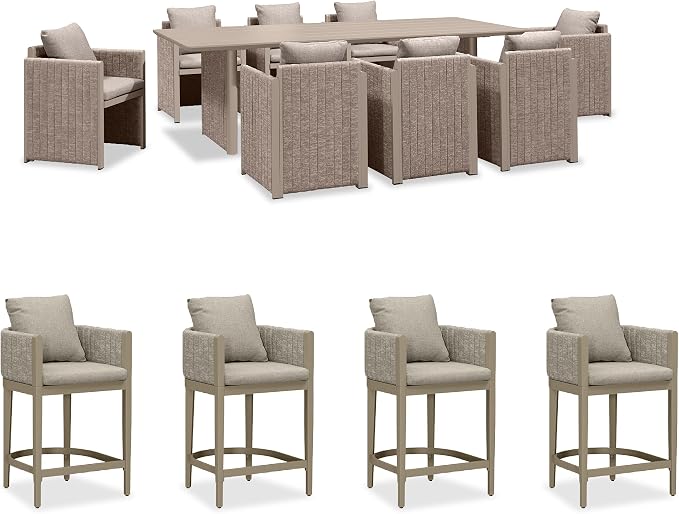 PURPLE LEAF 9-Piece Outdoor Patio Dining Set Modern Large Weather-Resistant by PURPLELEAF