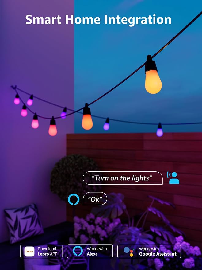 Lepro ZB1 AI Smart Outdoor String Lights APP Control, 100 ft RGB+IC+Warm White - Image 7