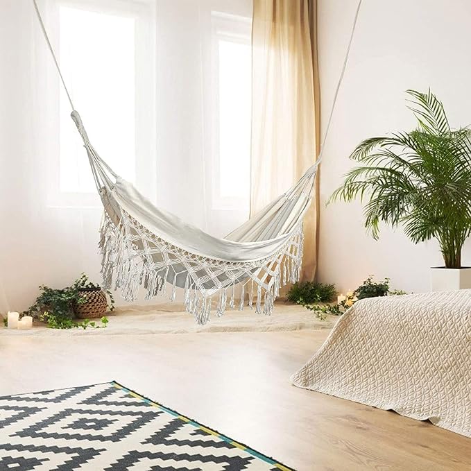 Hammock Brazilian Double Hammocks Soft Comfortable Fabric Cotton Canvas Hanging - Image 9