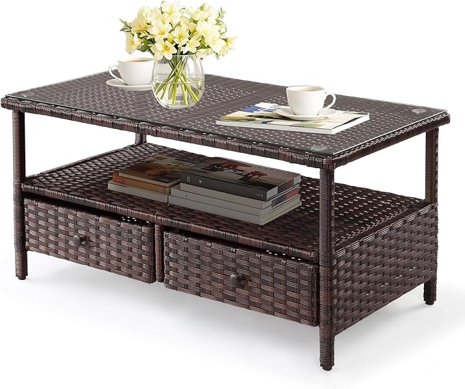 VINGLI Outdoor Wicker Coffee Table by VINGLI