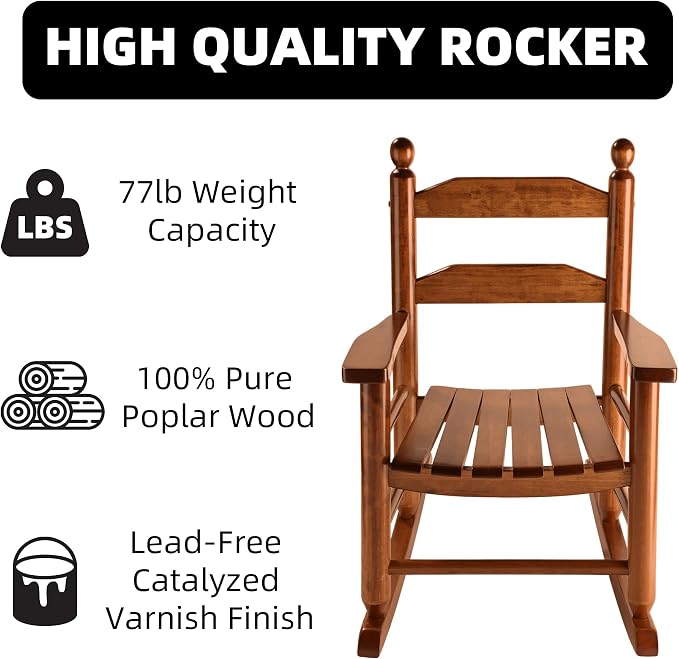 Toddler Rocking Chair Set of 2 Wooden Comfy Recliner Rocker - Image 4