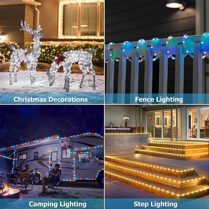 50ft Outdoor Rope Light, IP68 Waterproof 25 Color Changing String Lights - Image 9