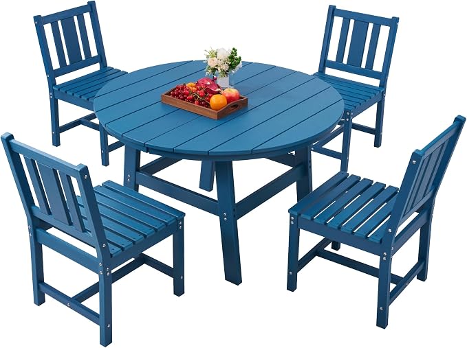 AMERLIFE 5 Piece HDPE Outdoor Dining Table & Chairs Set, All-Weather Patio - Image 9