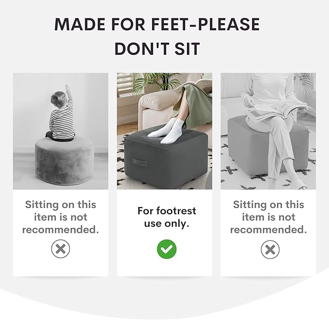 MeMoreCool Square Stuffed Pouf Ottoman Foot Rest, Floor Pouf Foot Stool - Image 8