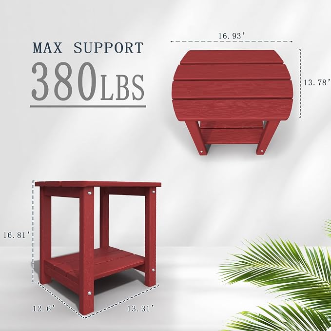 Adirondack Outdoor Side Table, 2-Tier Sturdy Patio End Table Weather Resistant - Image 3