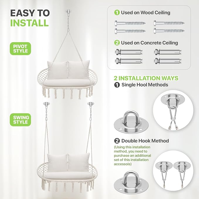 Magshion Double Hammock Swing Chair - Image 8