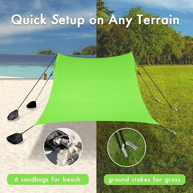 Beach Canopy Windproof Design, Sun Shelter UPF50+ Portable Family Tent - Image 4