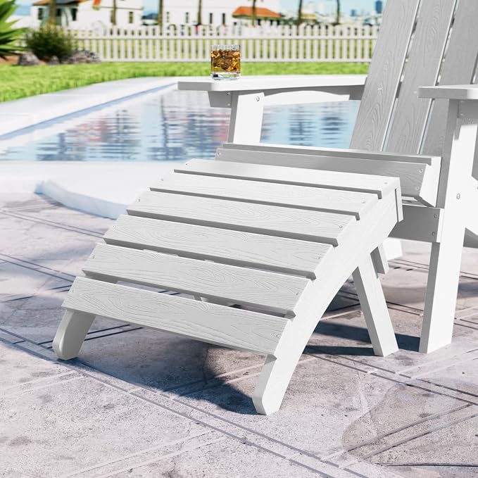MXIMU Folding Adirondack Ottoman Outdoor: HIPS Plastic Patio Footstool Easy - Image 3