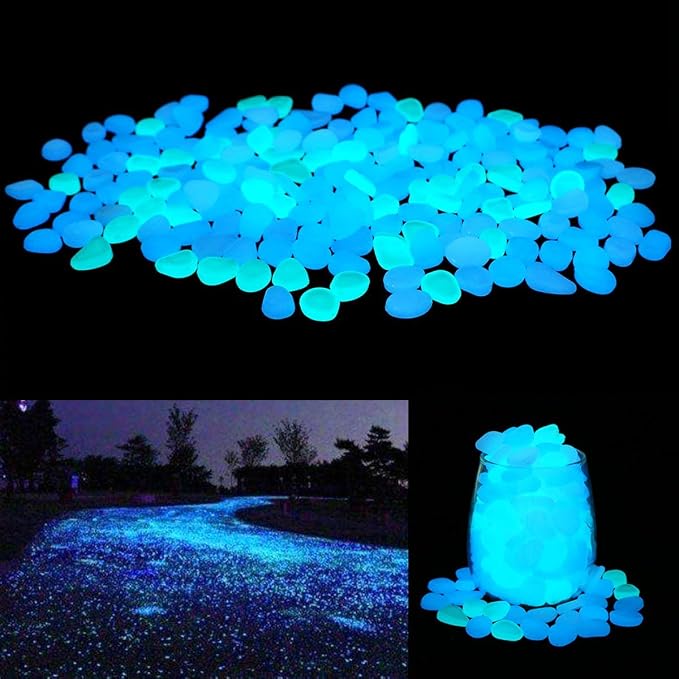 UNIME Glow in The Dark Garden Pebbles Stones Rocks by HIMISTORE