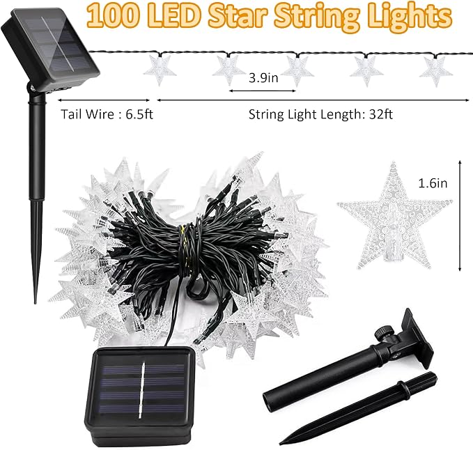 Twinkle Solar Star String Lights Outdoor Waterproof Fairy Lights 39FT 100 LED - Image 7