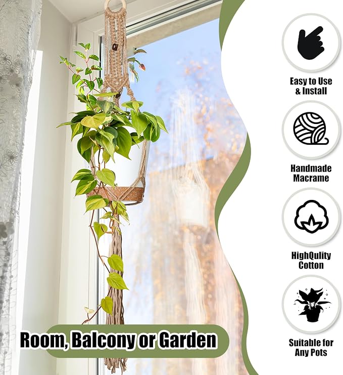 Hoteam 12 Pcs Macrame Plant Hangers Macrame Hanging Planters - Image 5