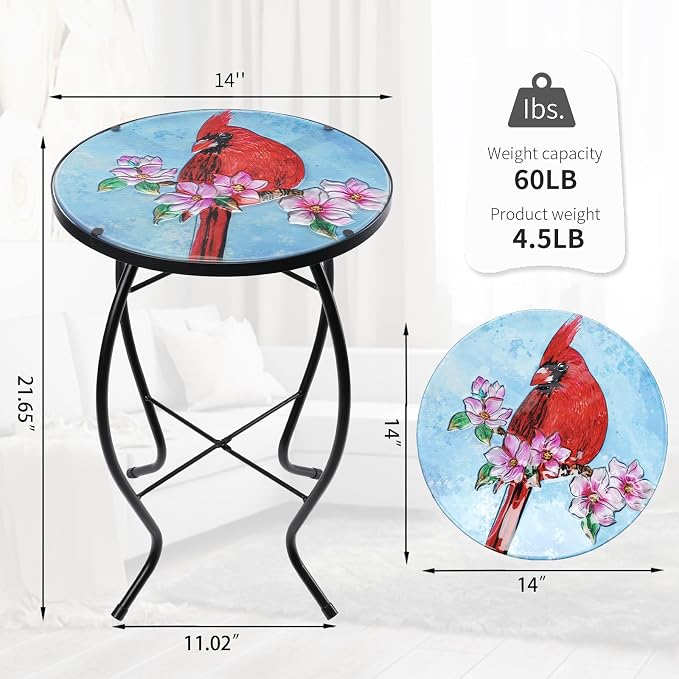 VCUTEKA Patio Side Table Outdoor Accent Table Bistro Coffee Table Plant End - Image 3