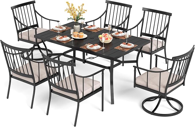 PHI VILLA 7 Pieces Patio Dining Table Set by PHIVILLAThepioneerofcomfortablehouseholdsupplies