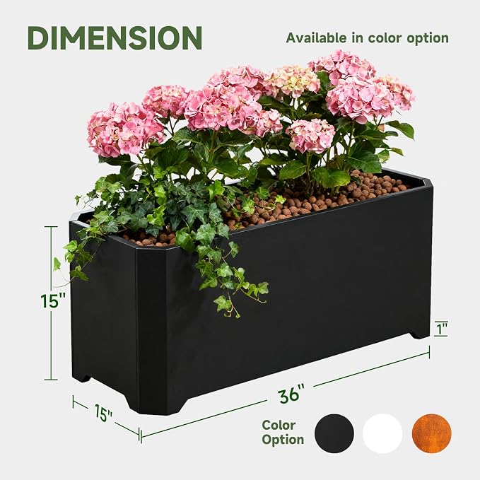 Steel Planter Box-36"x15"x15"-Large Rectangular Planters - Image 3