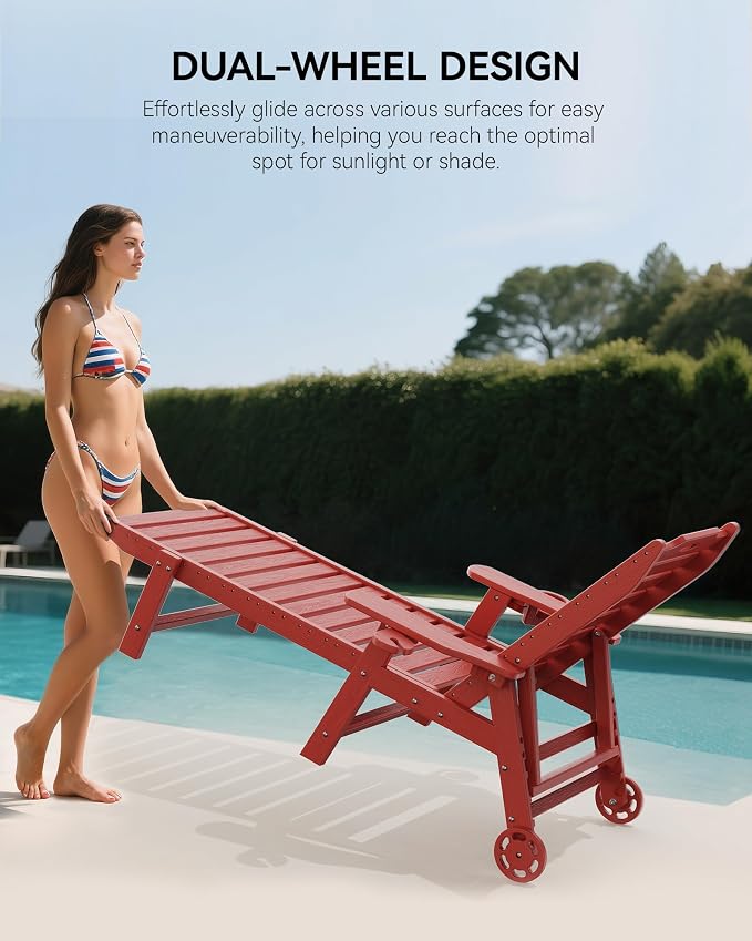 Carauci Lounge Chair Outdoor Set of 4, HDPE Chaise Lounge - Image 4