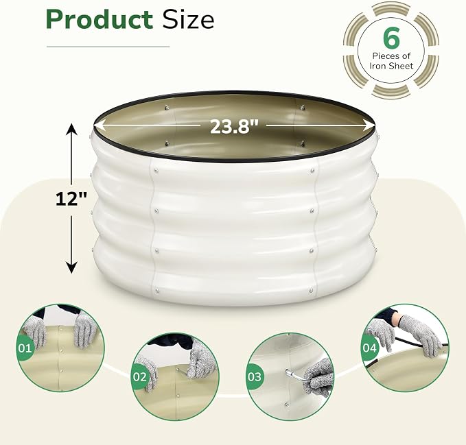 GreatBuddy 2x2x1 ft Round Galvanized Raised Garden Bed, Easy-Assembly Raised Bed - Image 3