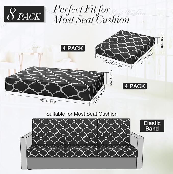 Newwiee 8 Pcs Stretch Patio Outdoor Cushion Covers Waterproof Replacement Sofa - Image 4