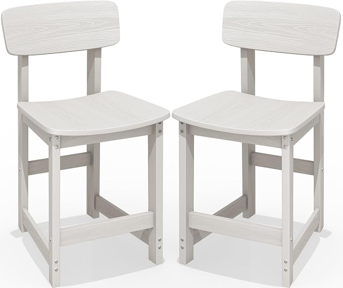 SERWALL Outdoor Bar Stools Set of 2, All Weather HDPE 25" Counter Height Bar by SERWALL