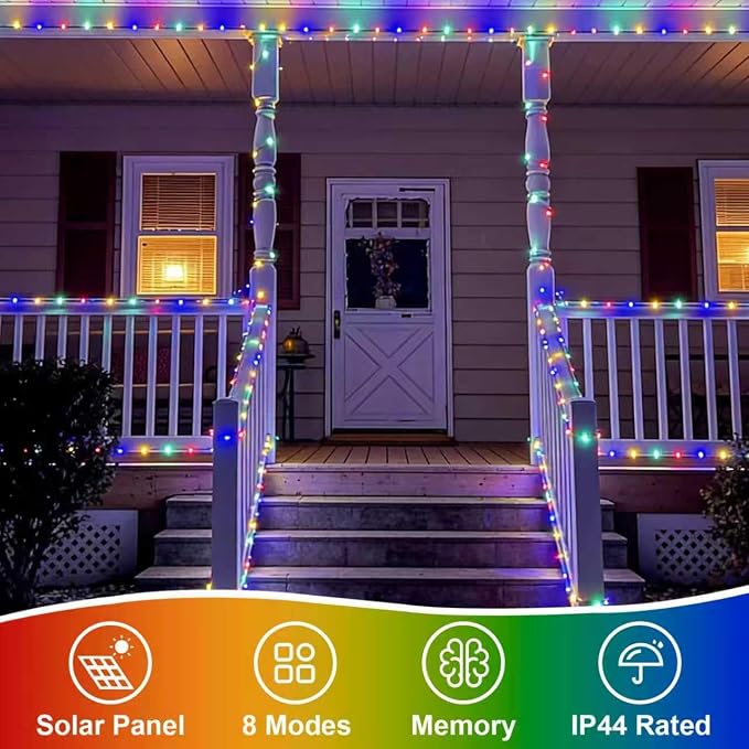 QITONG 4 Pack Solar Fairy Lights, Each 33ft 100 LED Multicolor Christmas String - Image 2