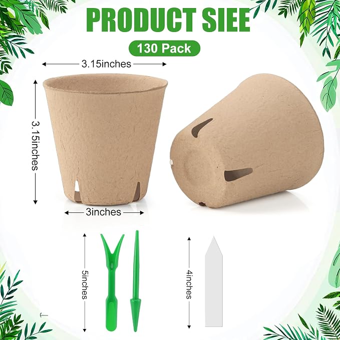 130 Pcs 3.15 Inch Peat Pots, Seed Starting Pots - Image 2