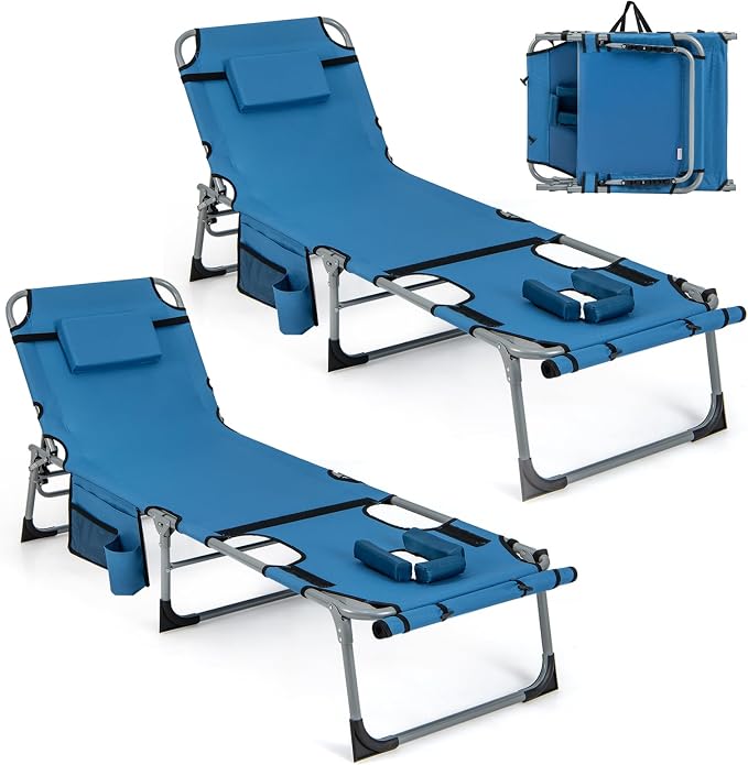 GYMAX Tanning Chair, 330LBS Beach Lounge Chair by GYMAX