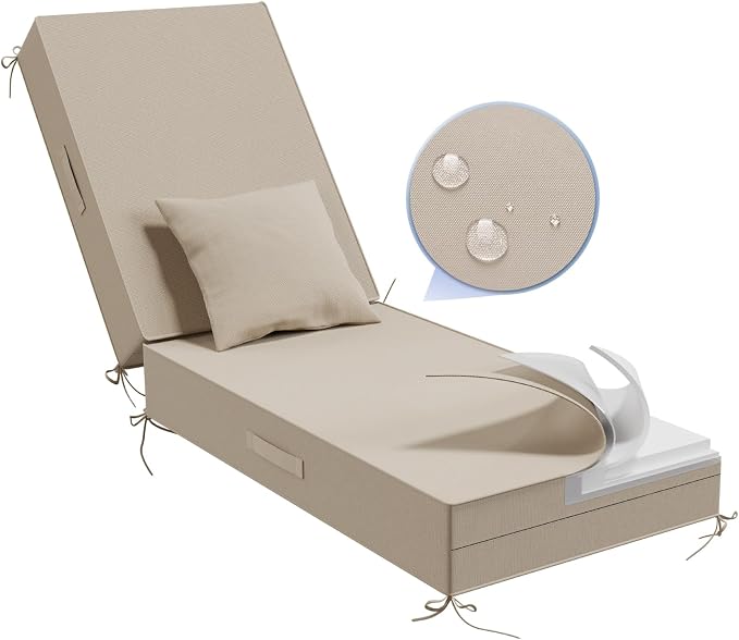 Outdoor Water-Resistant Olefin Chaise Lounge Cushions by Aofeite