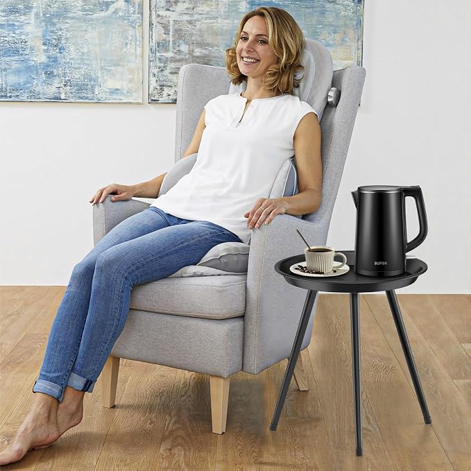 SYQ Small Black Side Table, Modern Round Metal end Table, Simple Circle Accent - Image 6