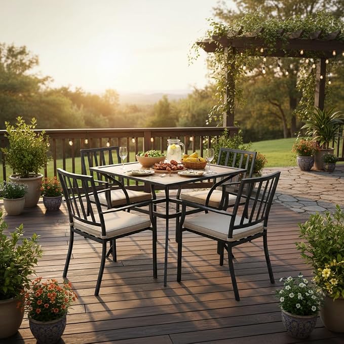 Tangkula Metal Square Patio Dining Table - Image 4