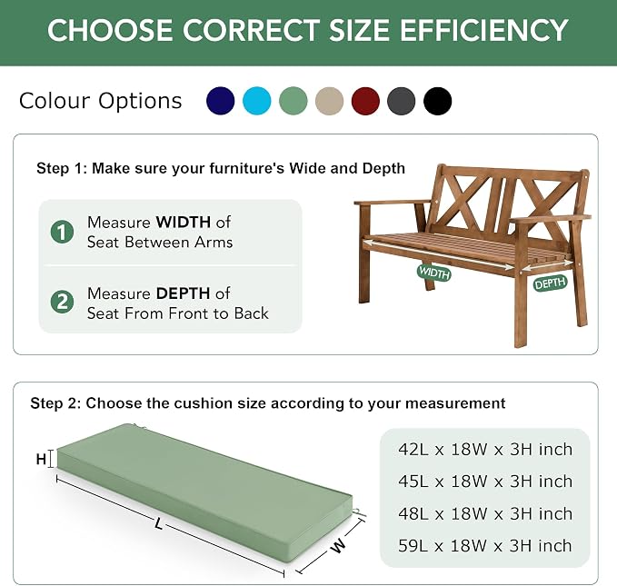 Outdoor Bench Cushion: Waterproof and Fade Resistant Patio Furniture Cushions - Image 6