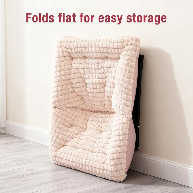 HollyHOME X-Large Saucer Chair, Comfy Oversized Folding Chair, Faux-Fur Reading - Image 7