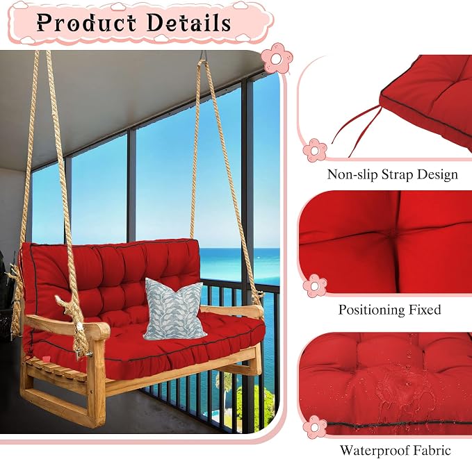 2-3 Seat Swing Replacement Cushion, Outdoor Bench Cushions - Image 3