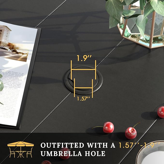 VICLLAX Patio Dining Set for 6, Outdoor Furniture Set Includes 63" Rectangle - Image 3