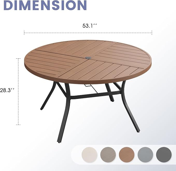 VICLLAX 53" Round Outdoor Table, Patio Dining Table - Image 3